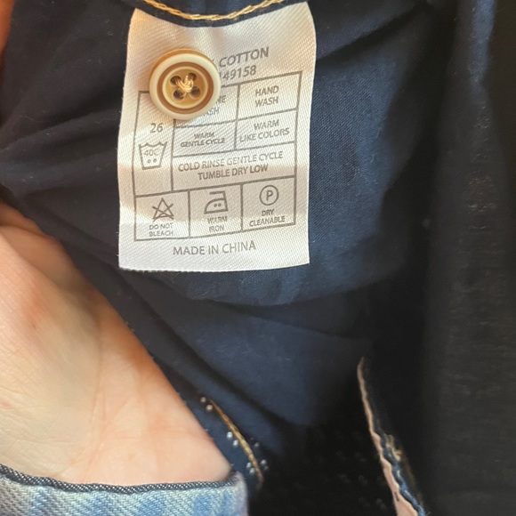 navy and white short sleeve button down casual shirt - Picture 4 of 4